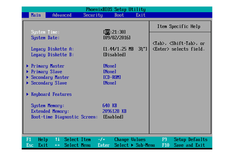 Beispiel-Bild von BIOS-Einstellungen